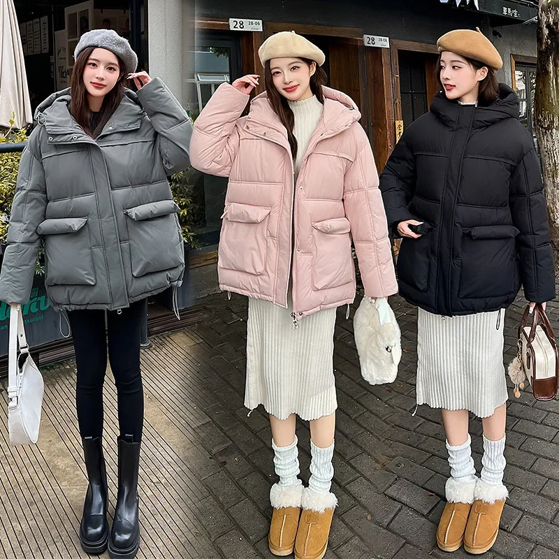 

Mid Length Coat Women Parkas Coats Hooded Zipper Jackets Solid Thick Warm Y2k Streetwear Elegant Jacket Casual Autumn Winter