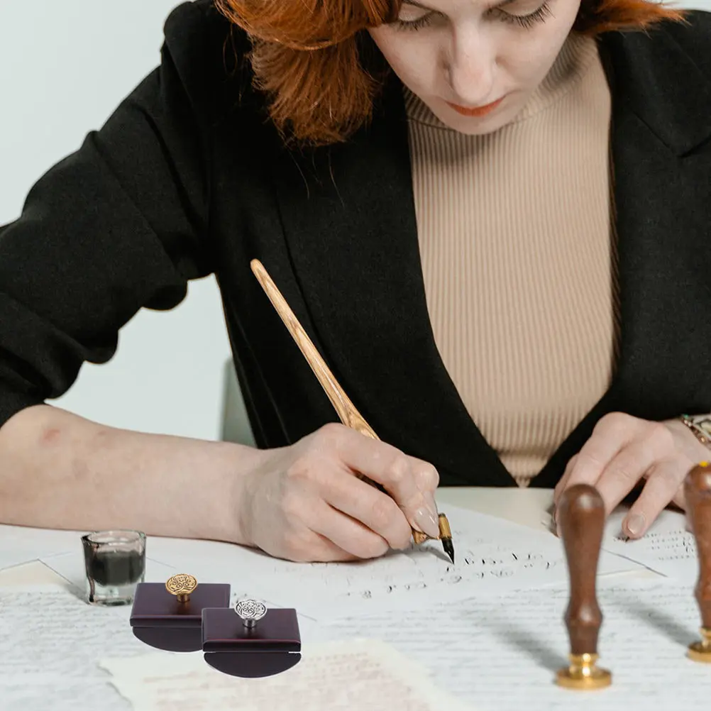 

2pcs WD165 Wooden Rocker Blotter Paper Pad Fountain Pen Ink Absorption Tool Desk Accessories Student Office Gift