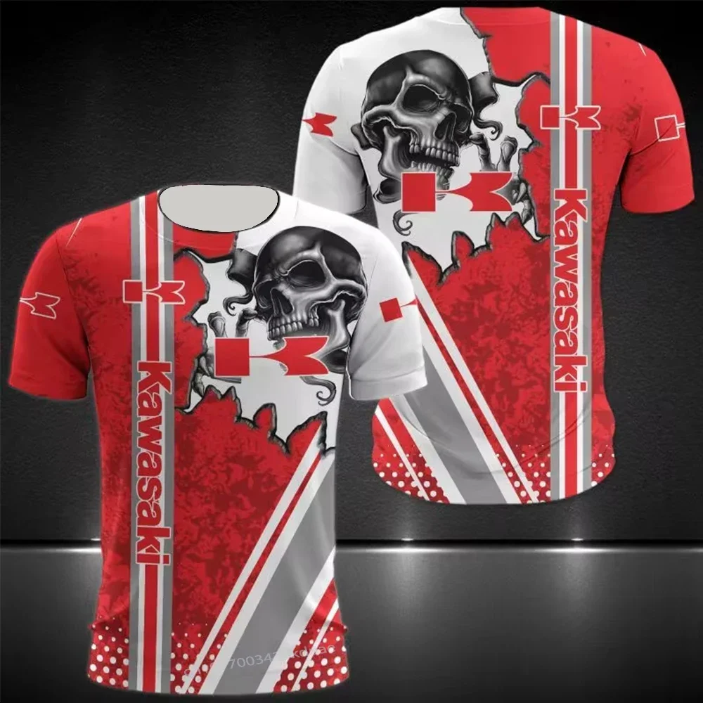 Summer Kawasaki Moto Sport Mens T-Shirt Motocross Fans T Shirt for Men Skulls Graphic Motorcycle Racing Tops Tees Men's Clothing