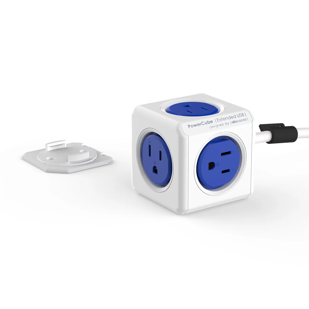 Portable Travel Cube Power Strip With 59.06inch Extension Cord, 2 Usb- Colorful And Versatile Outlet Types, Perfect Plug Adapter