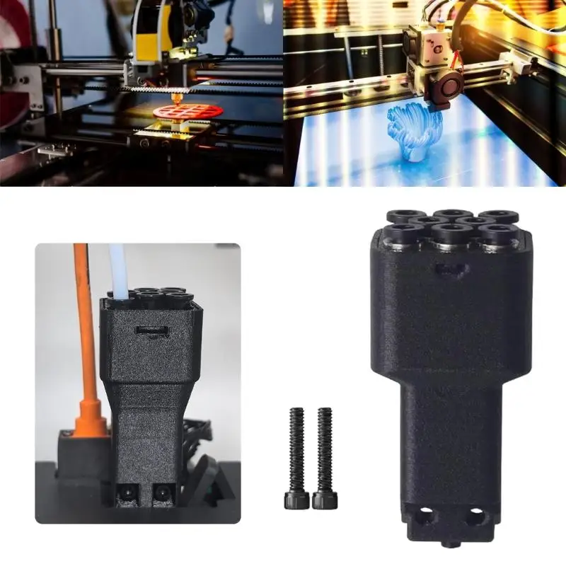 3D Printer Extruder Routing Block, 8 Way Replacement Part with 1.75 mm Feed Line, Size Reference, and Single Pack Supply D2RC