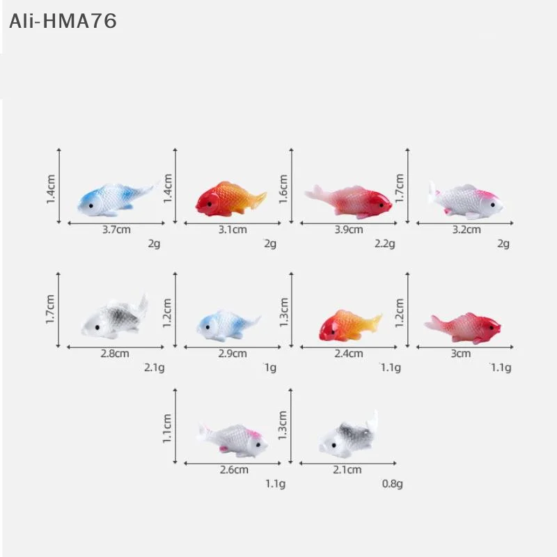 【HMA76】10 Stuks 1:12 Poppenhuis Miniatuur Vis Karper Simulatie Dieren Voor Kinderen Speelgoed DIY Decoratieve Goudvis Beeldjes Home Decor