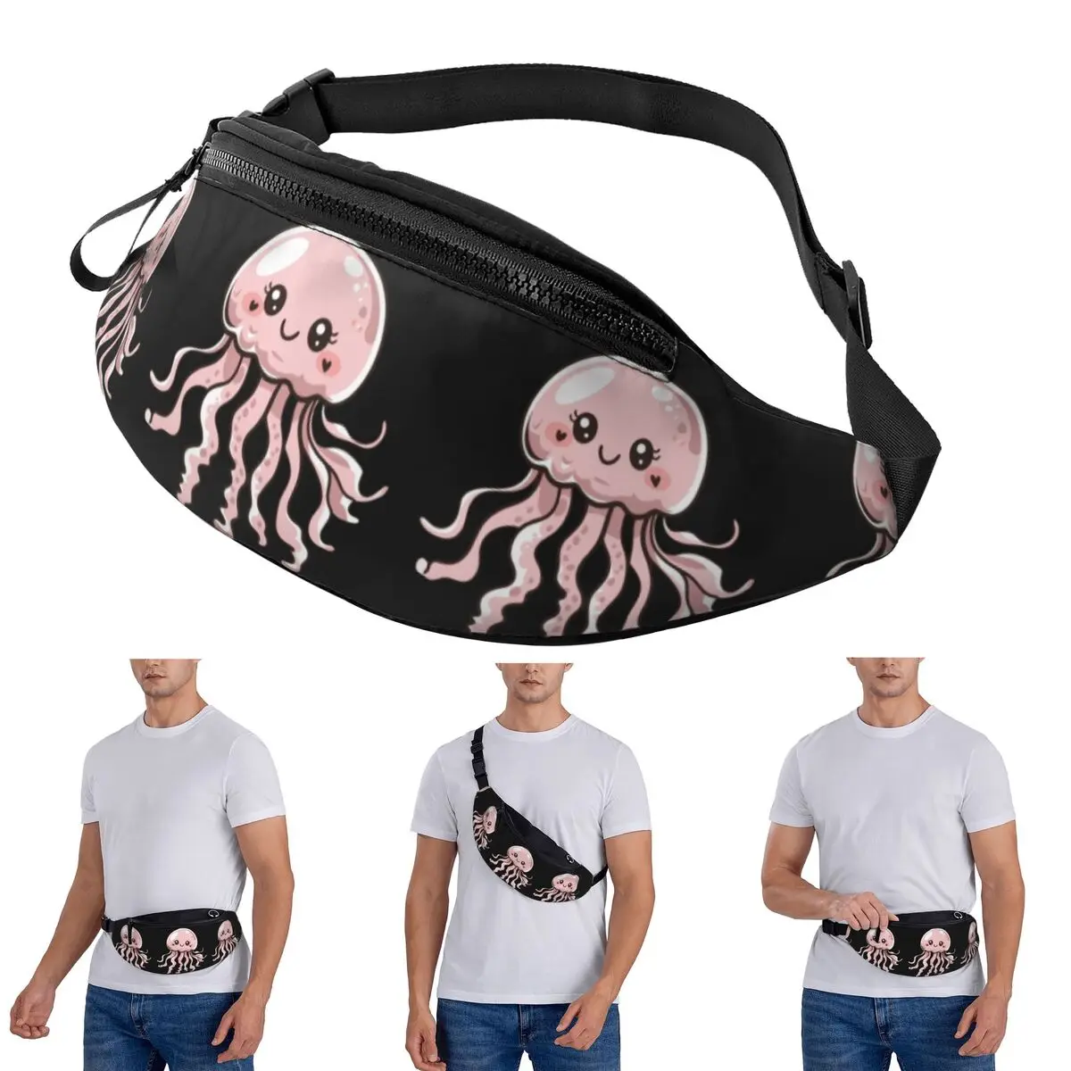 

Поясная сумка через плечо с милой медузой и кавайным дизайном для мужчин и женщин, поясная сумка для путешествий, бега, денег, сумка для телефона