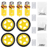 Tscinbuny Automation Robot Car Component 4WD TT Motors Rubber Wheels Kits without Chassis For Arduino Education & Maker Projects