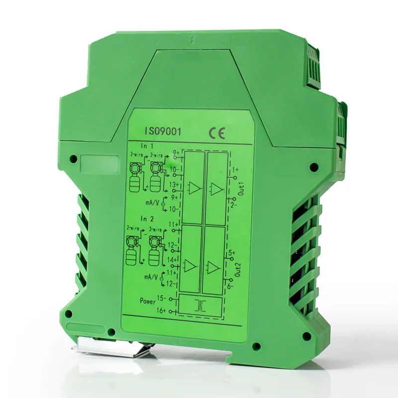 1 IN 2 OUT DC Stroom Spanning Signaal Isolator 4-20mA 0-10 V Analoge Signaal zender DC 24 V Voeding Signaal Converter