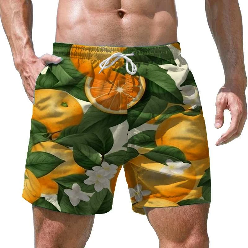 Pantalones cortos de playa para hombre, Shorts con estampado de frutas 3D, ropa de calle de Rock, transpirables, de alta calidad