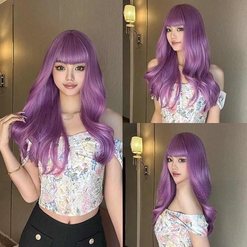 

Hot-selling wigs, Qi bangs long curly wigs, air bangs big wave wigs