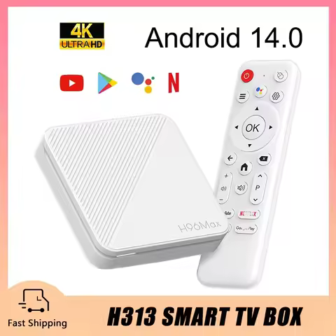 Android 14.0 Smart TV Box H96 MAX H313 Wifi6 Set Top Box 4K Google Voice Assistant Remote Media Player TV Box 2GB 16GB