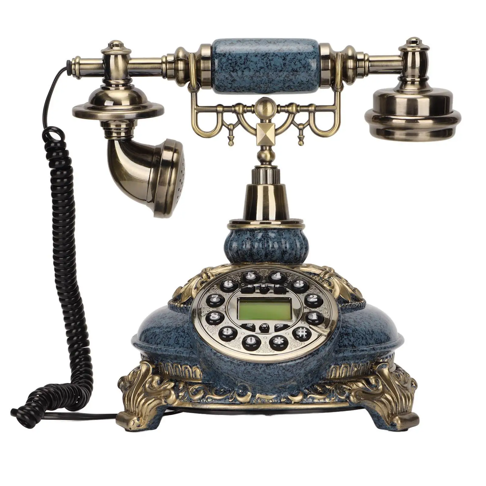 Vintage European Style Old Fashioned Telephone -Wire Desktop Landline Phone with Caller ID Display for office Home Decor