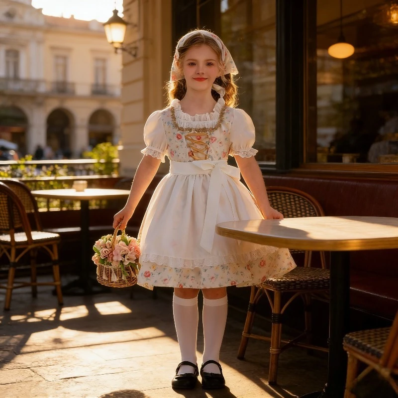 

Платье-дирндл для девочек в стиле Лолита для пивного фестиваля, деревенское платье, платье для осеннего фестиваля, в стиле колониальной эпохи, для выступлений на ферме