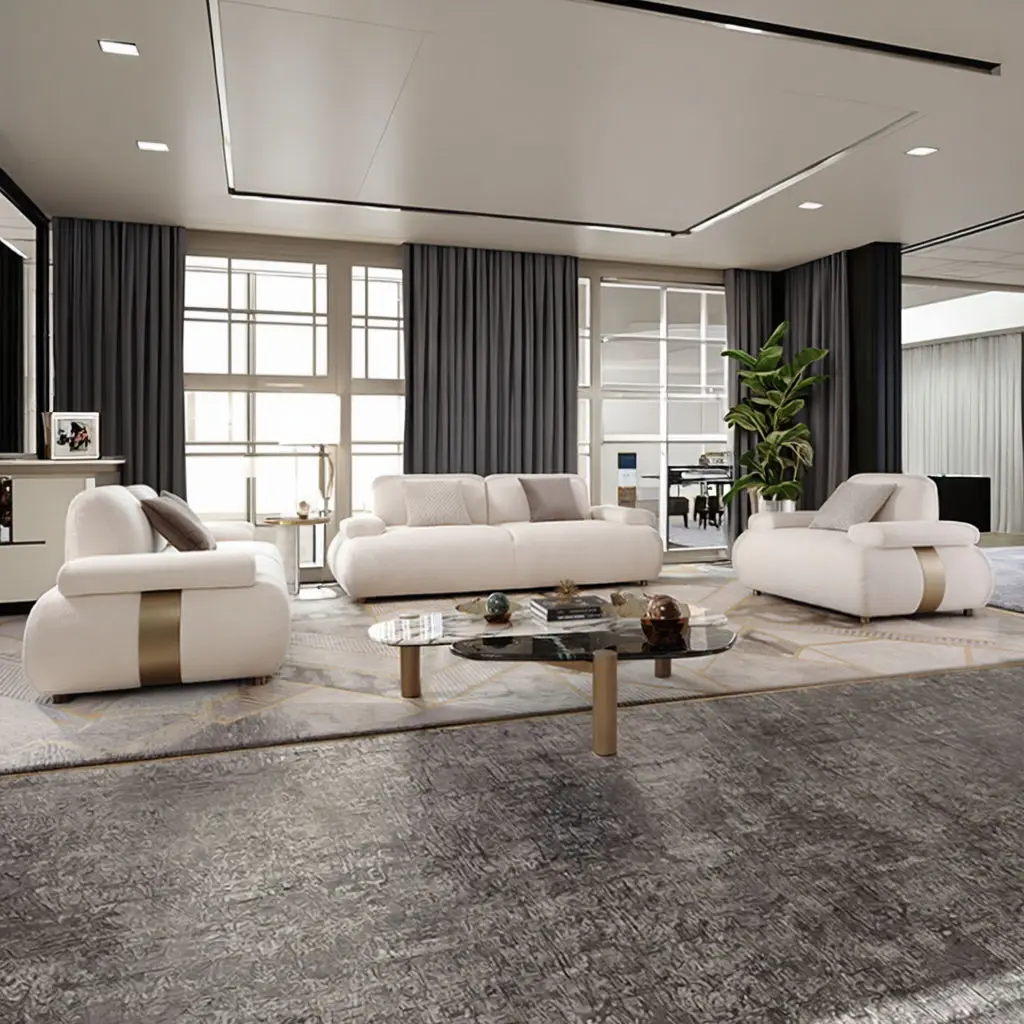 

&c Modern Modular Sectional Sofa Set Fabric Covered Sponge Stainless Steel Legs Living Room Office Apartment Hotel Use