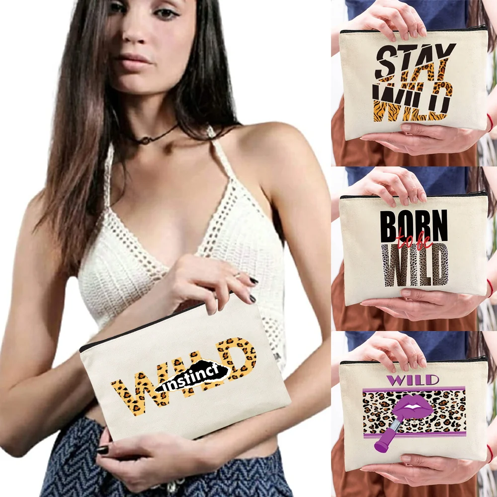 Fashion Cosmetics Brush Storage Bag Wild Series Makeup Bag Minimalist Travel Carry-On Mini Clutch Daily Purse Cosmetic Bag