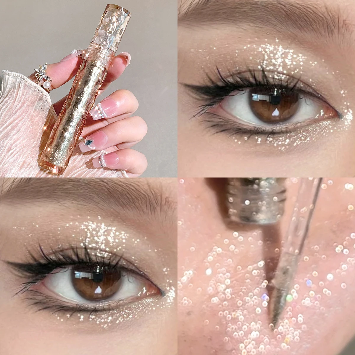 Flowing light, sparkling liquid eye shadow, pearlescent, broken diamond, high-light lying silkworm monochrome eye shadow liquid