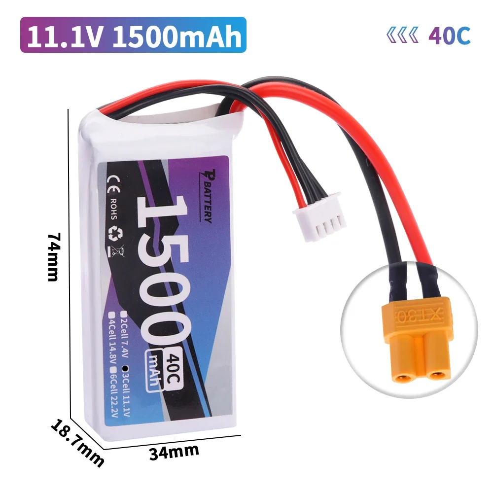 3S 11.1V 1500mAh LiPo Battery T/XT60/JST Plug for Rc Car Helicopter Airplane 11.1V Rechargeable Lipo Battery For WLtoys V950