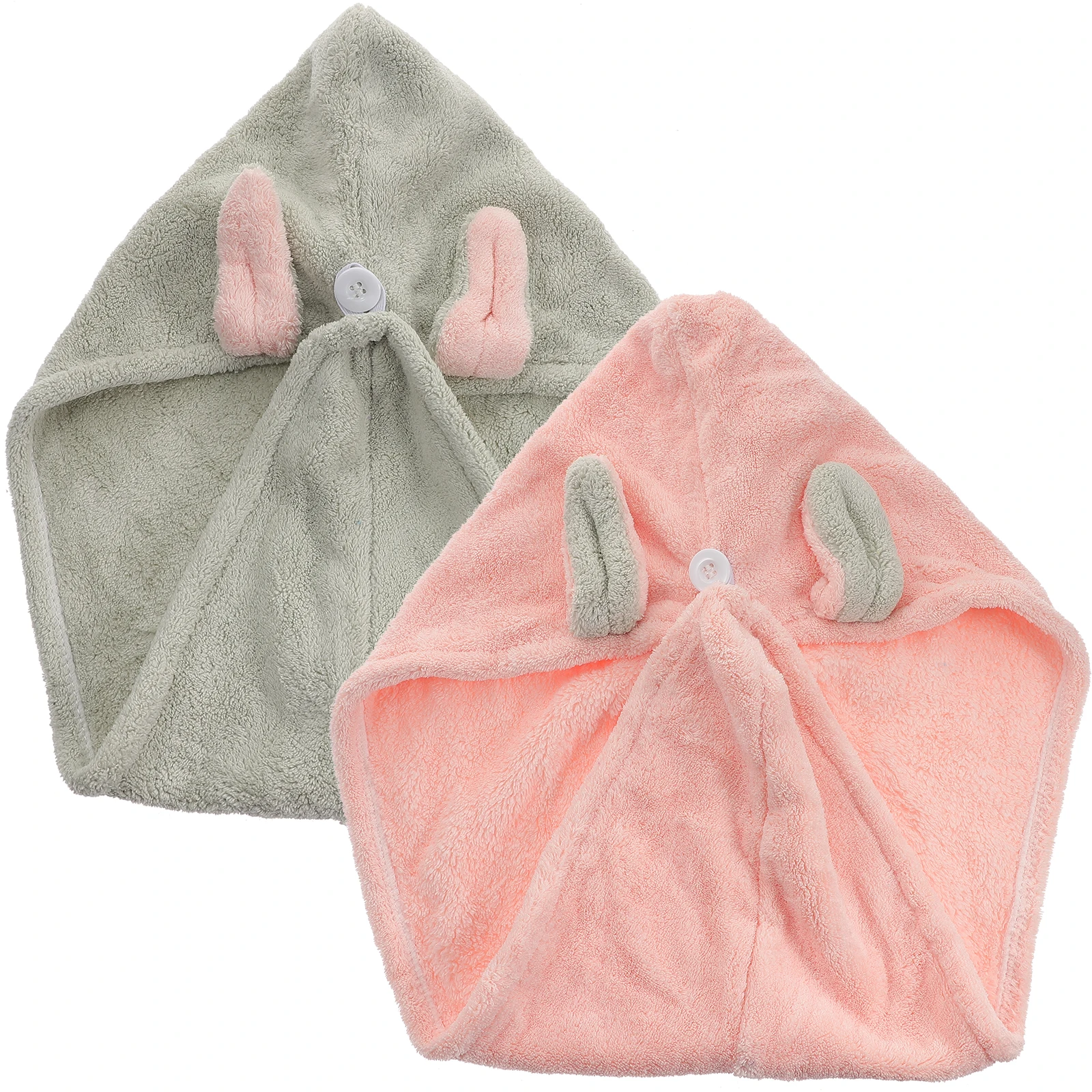 

2Pcs Coral Fleece Hair Drying Cap Fast Water Absorption Shower Bathing Towel Set Gym Travel Dry Comfortable Rabbit Ears Design