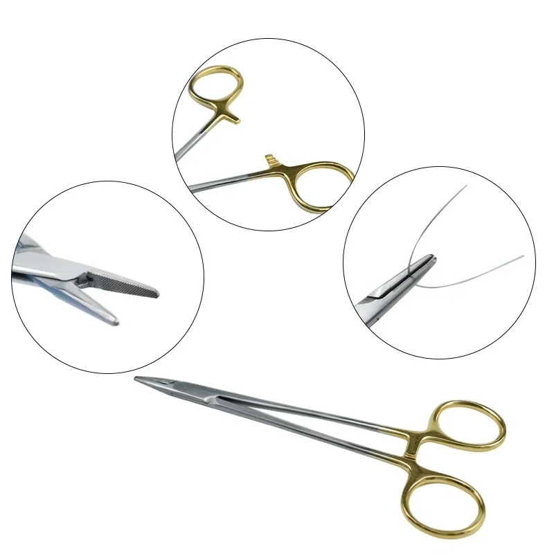 

Dental Needle Holder Plier German Reusable Stainless Steel Gold Plated Handle Orthodontic Forcep Surgical Instrument