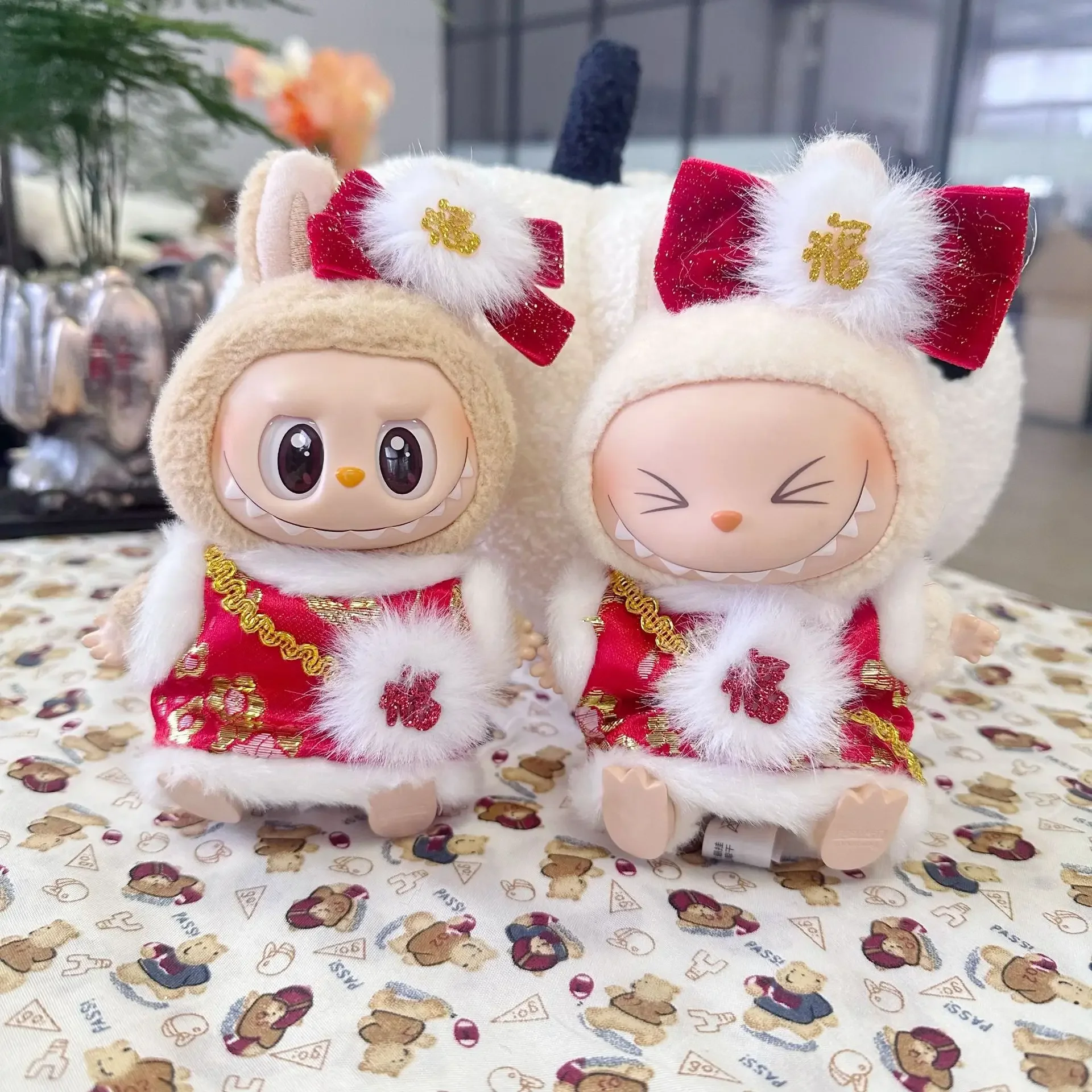 Para muñecas Labubu de 15-17cm, ropa de Año Nuevo, LABUBU, ropa Fuwa para el Festival de Primavera