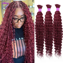 99j Burgundy Bulk Human Hair For Braiding Deep Wave Human Hair Bundles No Weft Bundles For Women Hair Extensions 100g