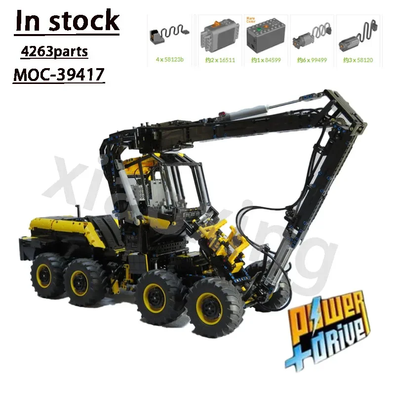 

Classic Replica Forest Harvester MOC-39417 Electric Remote Control Logging Machine Building Block Model 4263 Car Parts Kids Gift