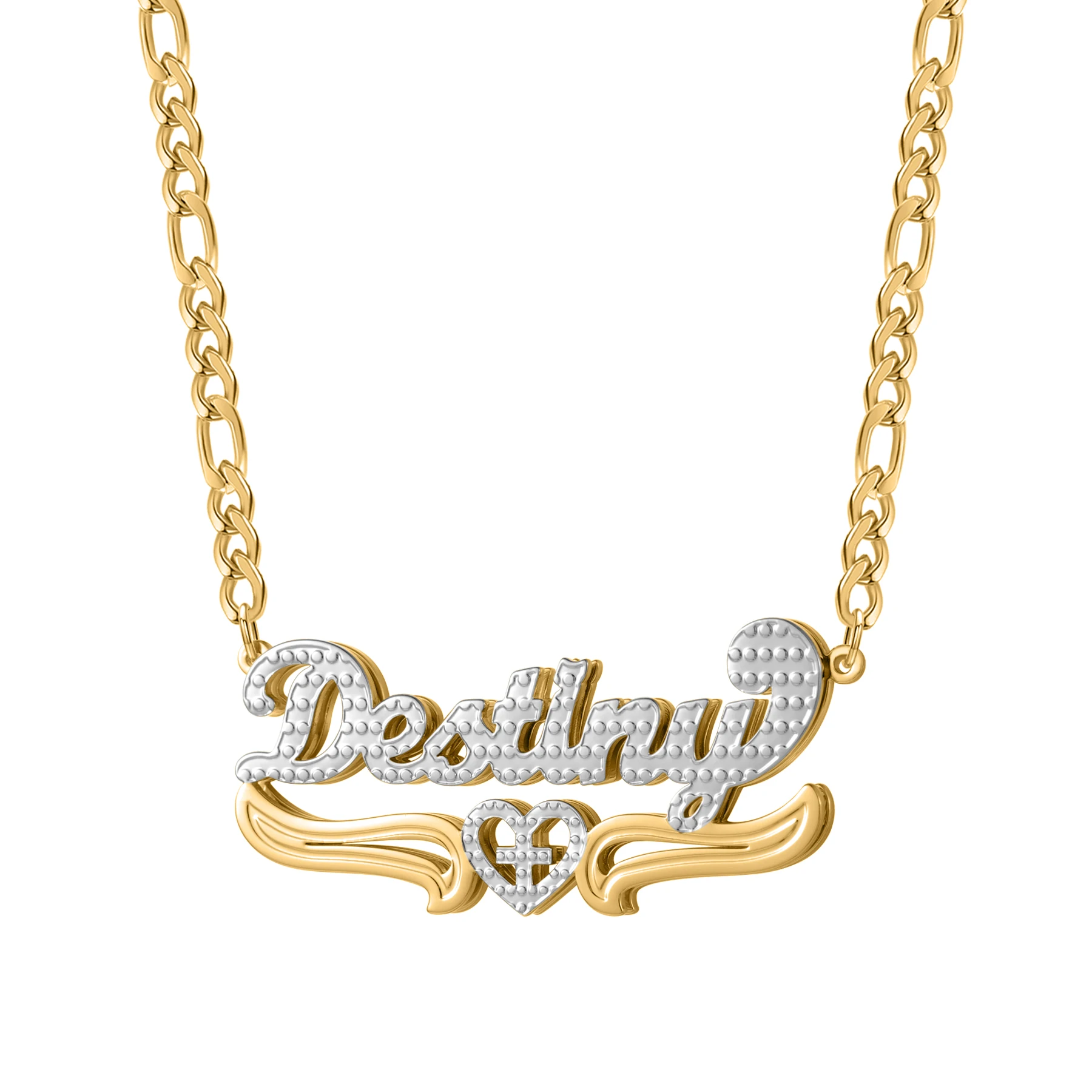 

Custom Name Necklace Personalized Cursive Name Pendant With Wing And Heart Accents Plated Jewelry Statement Name Necklaces Love