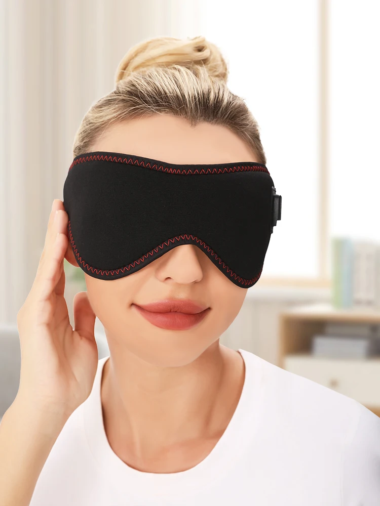 Masque pour les yeux de massage chauffant - Compresse chaude soulage la fatigue/cercles foncés, aide au sommeil, 3 vitesses de chaleur et de vibration (pour la fatigue oculaire)