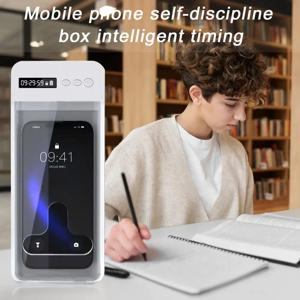 Phone Lock Box with Timer LCD Display Phone Addiction Transparent Phone Locker Adults Children Students Self-Discipline Tools