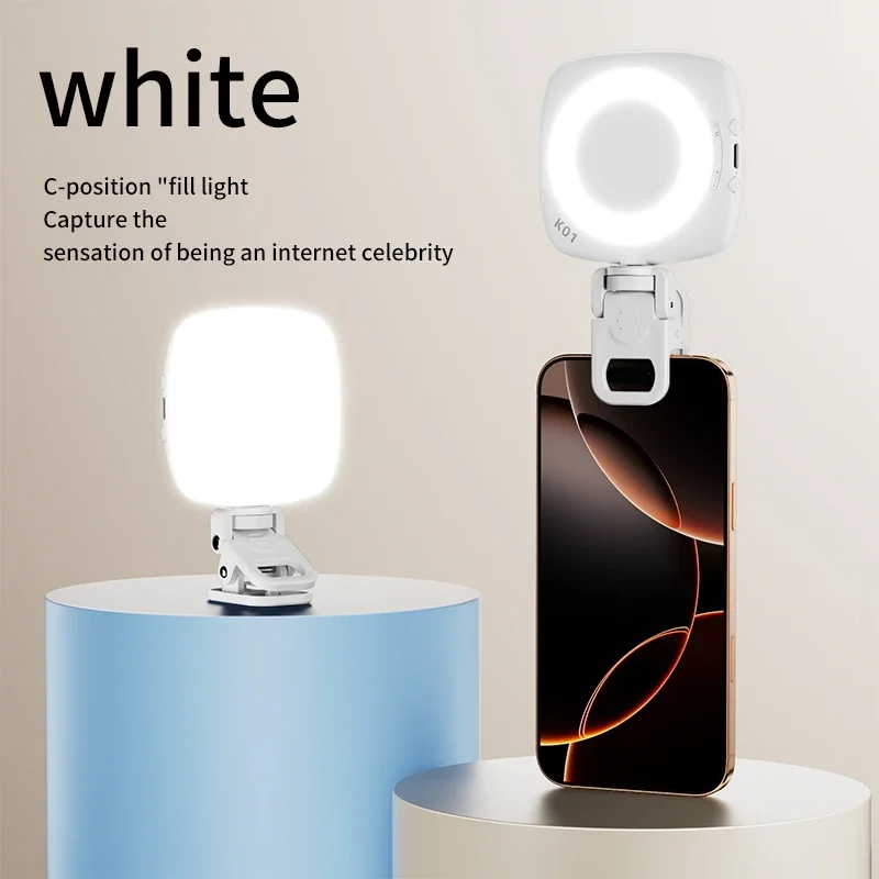 

Adjustable Three color Mini Beauty Fill Light For Camera Camcorder Vlog Removable Back Clip-on CellPhone Photography Led Light