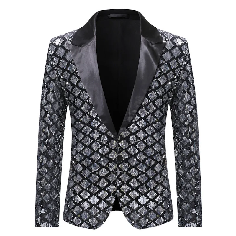 New Men's Suit, Stage Banquet Host Party Diamond Sequined Dress