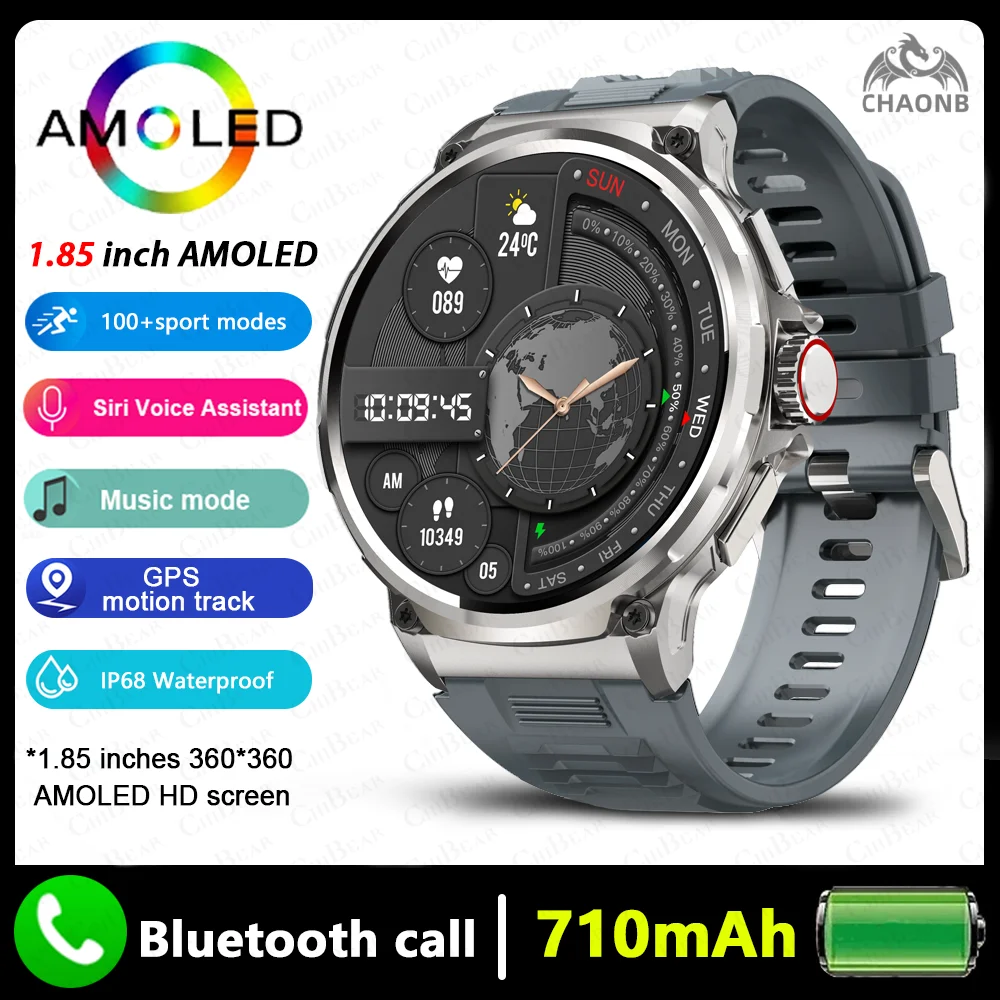 New GPS Track Smart Watch Music Player Exercise Ultra HD AMOLED Screen  Bluetooth Call Weather Push Message Woman Man Smartwatch