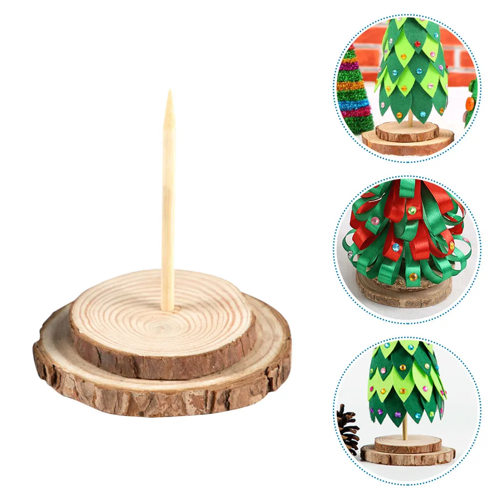

5pcs Wooden Christmas Stand Small Fake Base For Artificial Christmas Tree Stable Holder Natural Wood Finish Vintage Style Stand