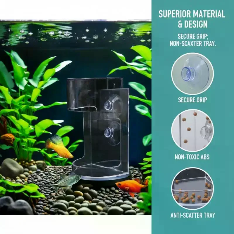 Aquarium Feeder Ring Set - Floating Food Square/Circle Tray with Adjustable Suction Mount - 1/3/5 Pack Fish Tank Accessory