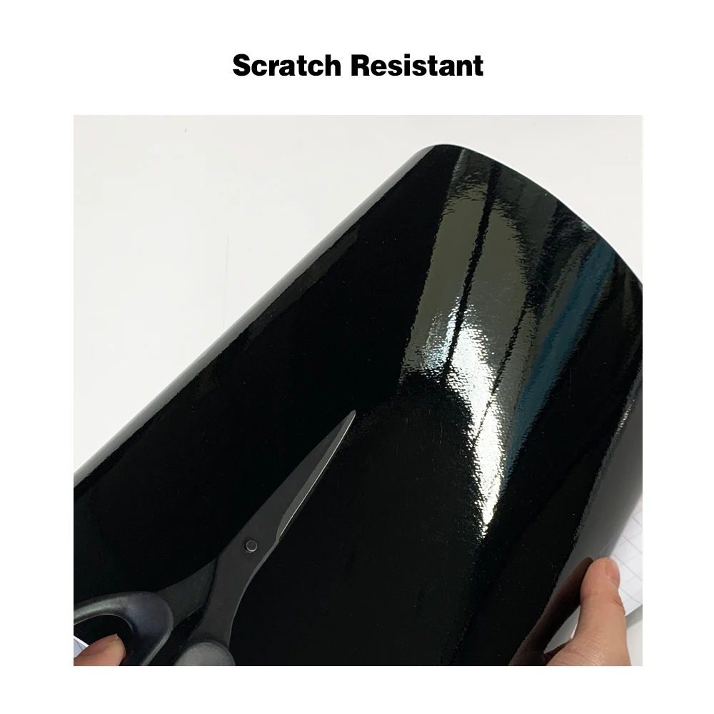 Glänzend Schwarze Auto-Karosseriefolie Vinyl-Wrap Aufkleber Selbstklebende Folie für Motorräder Fahrräder Auto Farbwechselfolie Auto-Zubehör – Detail 2