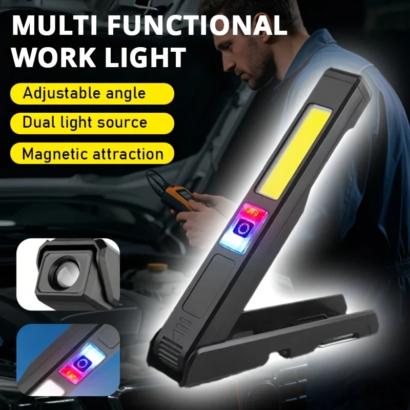 Rechargeable LED Flashlight Work Light with Magnet & Hook, Waterproof for Job Site Security Night Work Outdoor Camping Emergency