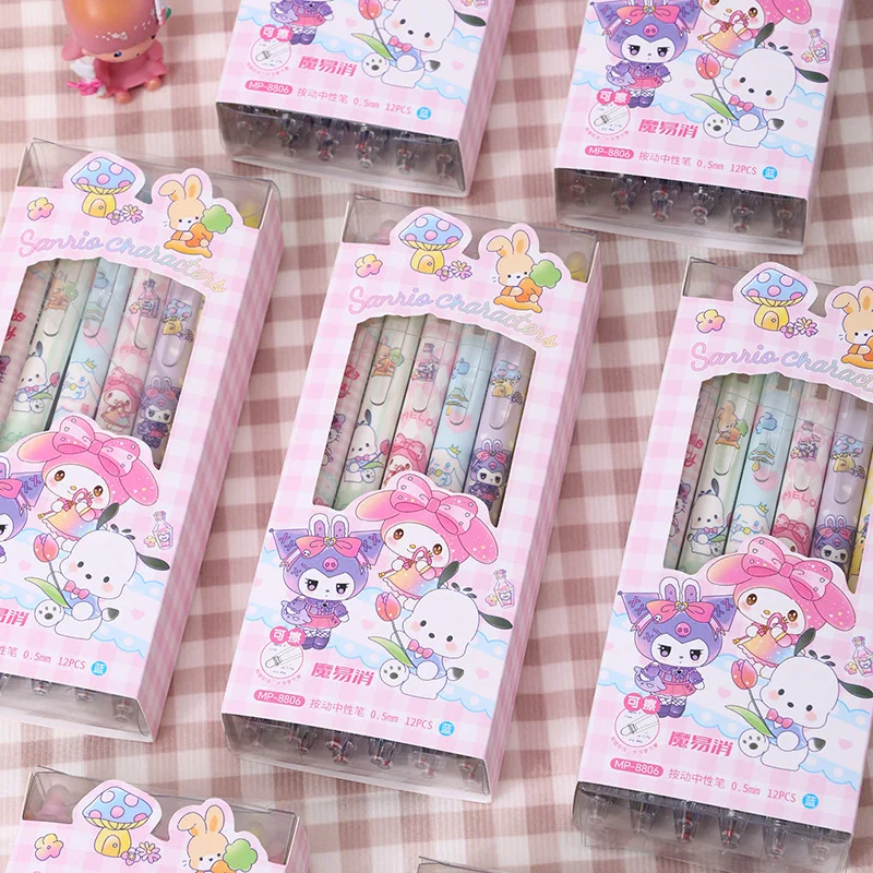 

Sanrio Cute12-pack set erasable pens with a regular tipfor writing cheap kawaii stationery office accessories hello kitty