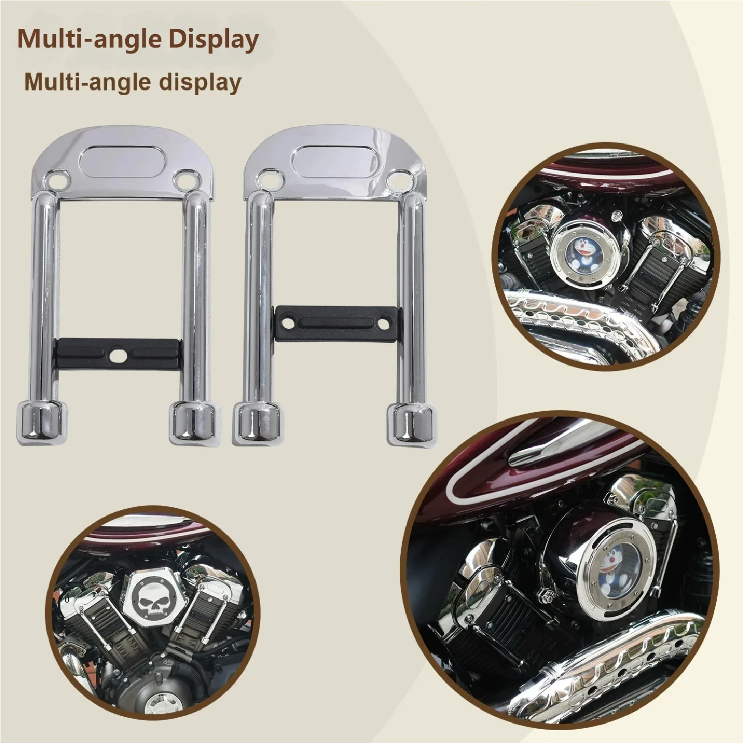 FOR 4Pcs V-Twin Engine Side Covers Aluminum Chrome Durable Mod Accessories for Benda Jinjila 350AceNeo Motorcycle