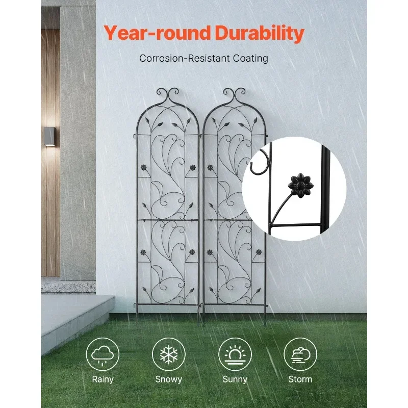 عبوتان من تعريشة الحديقة المعدنية لدعم نبات التسلق مقاس 60 × 15 مقاومة للصدأ