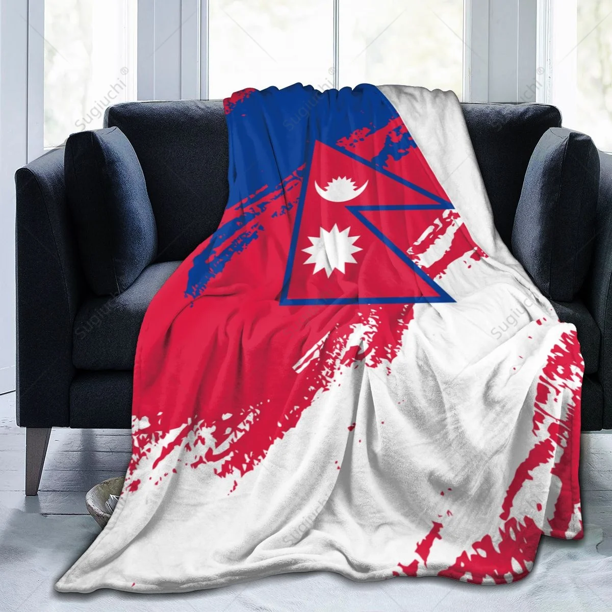 Blanket Nepal Flag Color Flannel Multifunction Camping Sofa Cover Keep Warm