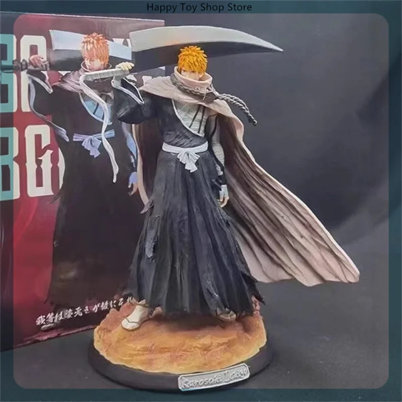 

35cm Bleach Kurosaki Ichigo With a cloak Standing Anime Figure Model Gk Statue Collection Desktop Decoration Ornament Toys Gifts