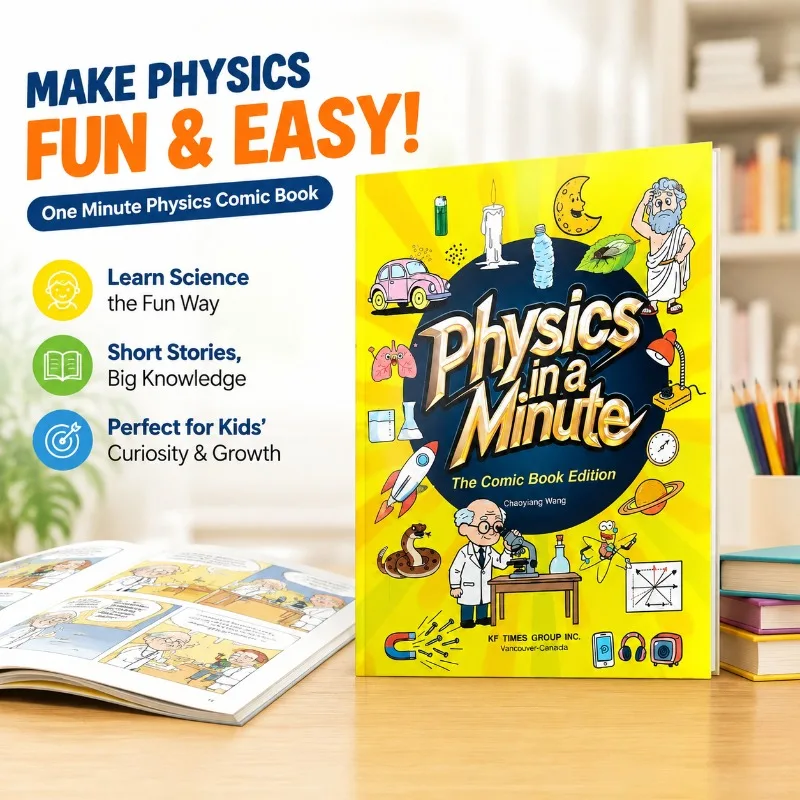 Physics in A Minute Comic Book Edition Kids Students Cartoon Popular Science Reading Book Children Physics Knowledge Educational
