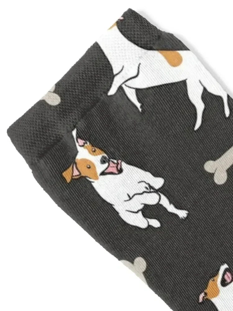 Playing Jack Russell Terrier - Black Background Socks Thermal man winter Rugby summer winter Socks Women Men's