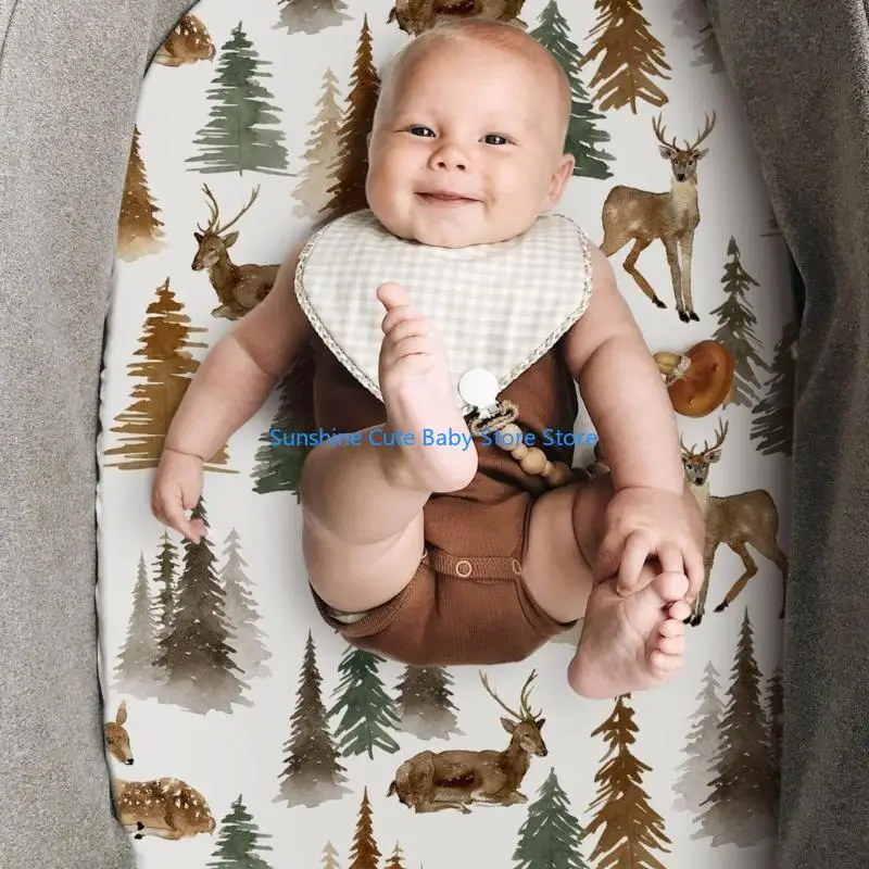 C5AF Pack of 2pcs Breathable Baby Bassinet Sheets Removable Cribs Fitted Bassinet Sheet Changing Mat Cover for Newborn Infant