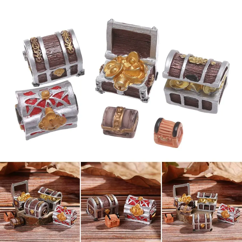 Fairy Garden Home Decoration Micro Landscape Treasure Chest Figurine Pirate Adventure Game Jewelry Box Miniature Cashbox