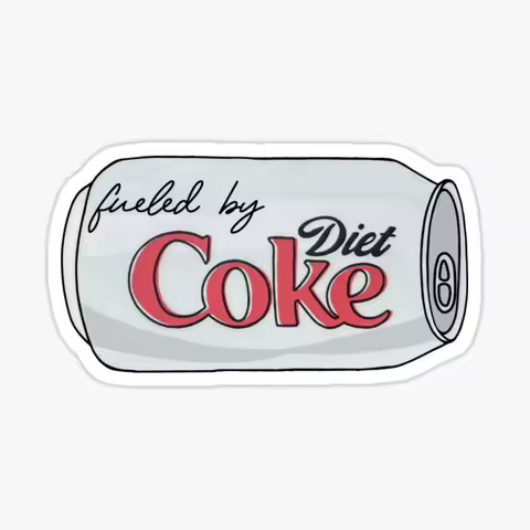 Fueled By Soda Lover Diet Funny Coke 5PCS Stickers for Room Print Luggage Stickers Cute Water Bottles Funny Decor Bumper