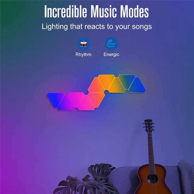 A19F-Smart RGB Luci d'atmosfera a LED fai-da-te Lampada da parete triangolare APP Sincronizzazione musicale Sala giochi TV (Bluetooth)