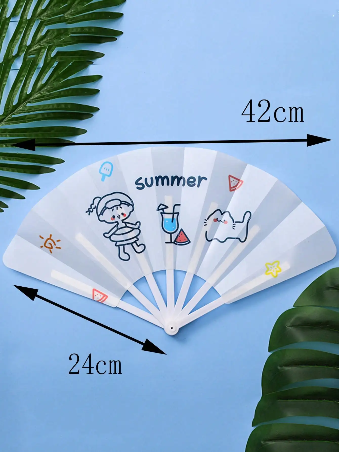 Cartoon Cape Kids Summer Sun Fisherman Hat & Fan 2Pcs Set view 6