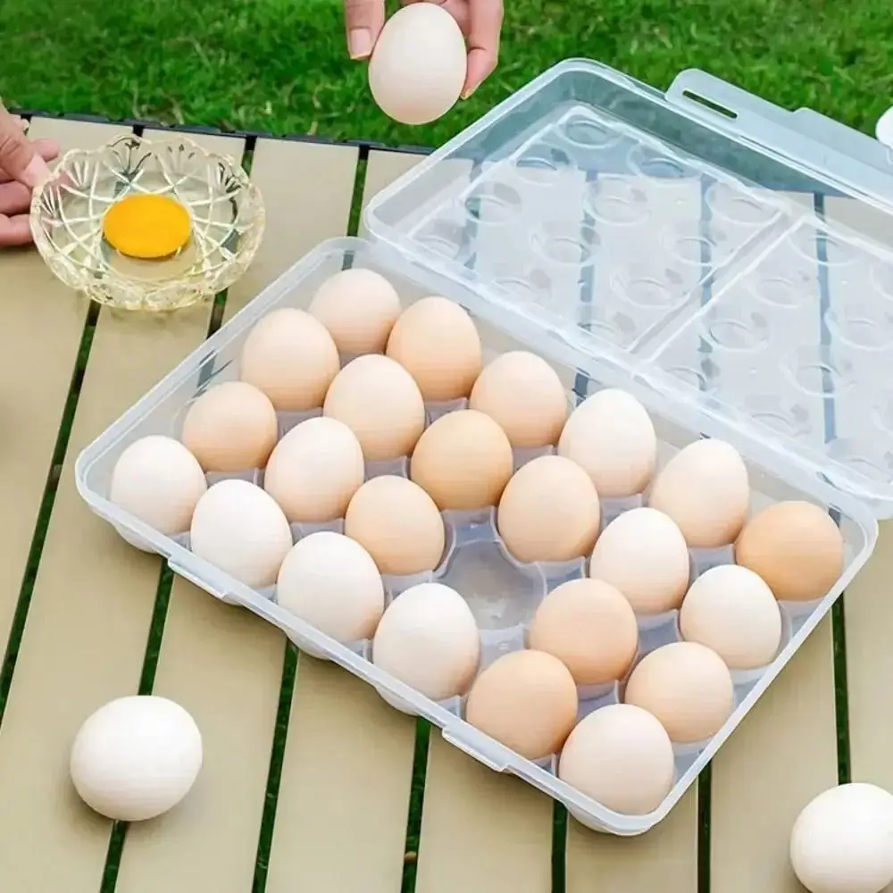 Multipurpose Plastic Egg Storage Box Anti-collision Space Saving Egg Tray 6/15/24 Grids with Lid Eggs Case Camping