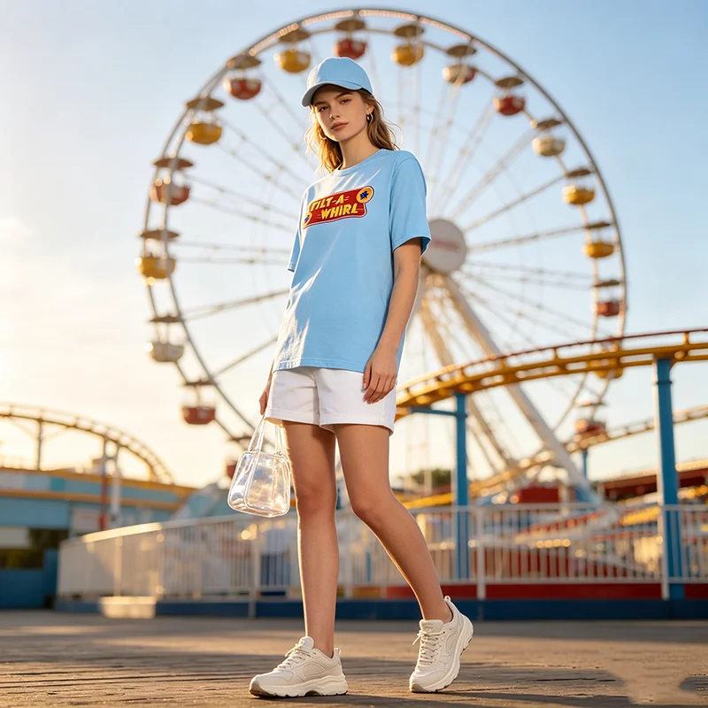 Tilt-A-Whirl T-Shirt Retro Vergnügungspark Klassisches Streetwear-T-Shirt Y2k Persönlichkeit Freizeitpark Grafik Spruch T-Shirt für Damen Herren Top – Detail 13