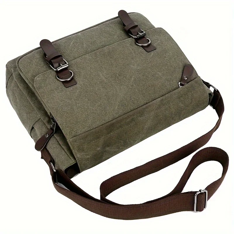 Retro Canvas Messenger-Tasche für Herren Große Laptop-Tasche Lässige Umhängetasche für Freizeitaktivitäten Tägliche Pendler-Tasche, Schultaschen College-Taschen – Detail 2