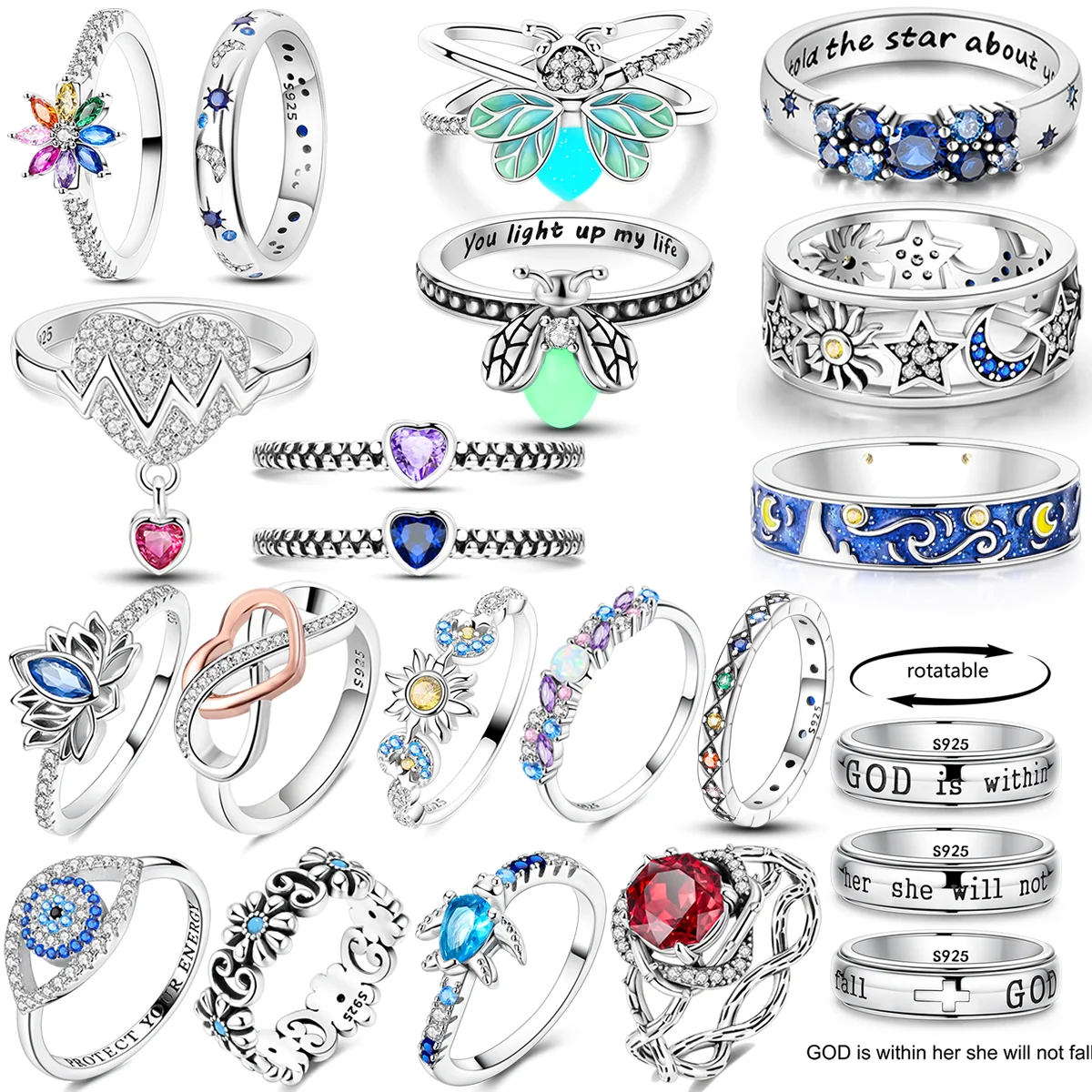 Women's 925 Sterling Silver Wedding Ring, Elegant Design