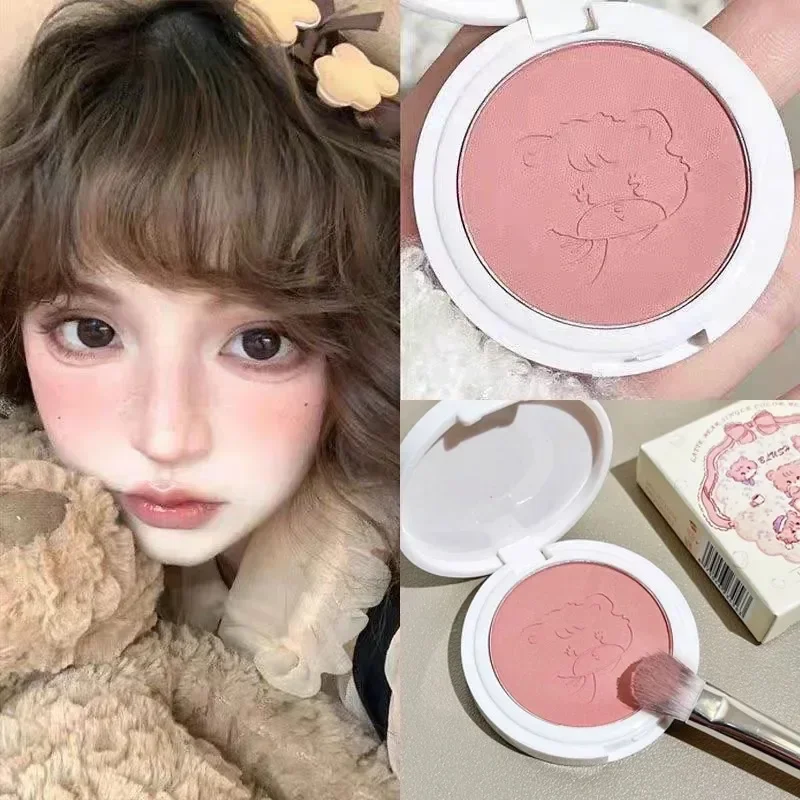 น่ารัก Powder Blusher พีชสีชมพู Blusher Face Cheek Tint Blush Natural Matte Brightening Rouge Face Contour แต่งหน้าเครื่องสําอาง